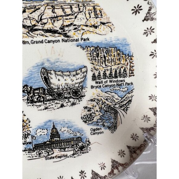 Vintage Utah Souvenir Plate With Grand Canyon & Landmarks - Picture 3 of 14
